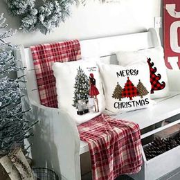 Pillow Christmas Tree Print Pillowcase 2022 Decor Sofa Room Chair Throw Cover Decorative Home Case Xmas Gifts