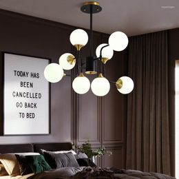 Pendant Lamps 8 Heads Black Modern LED Warm Lights Chandeliers For Bedroom Dining Living Room Kitchen Home Decor Lighting