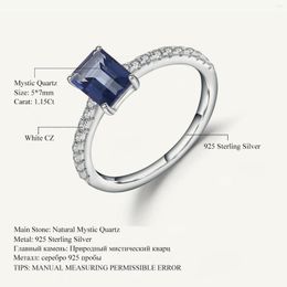 Cluster Rings Gem's Ballet 1.15Ct Natural Iolite Blue Mystic Quartz Fine Ring 925 Sterling Silver Classic Engagement For Women Jewellery