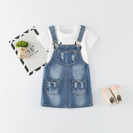 Girl Dresses Toddler Korean Casual Cowboy Denim Dress 2022 Arrival Big Girls Sleeveless 2-11 Years Children Clothing