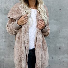 Womens Fur Faux Winter Coat Women Cardigan Jacket Long Sides Both Side Wearing Teddy Ladies Autumn Thermal s 220930