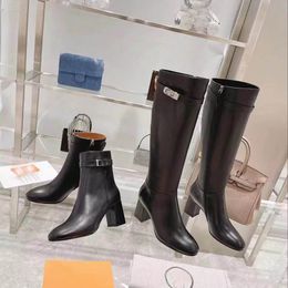 2022 superior quality luxury designers women Half Boots Mixed Colour wool Square Toes Rainboots chunky heels platform shoes combatSuper high lady's boots