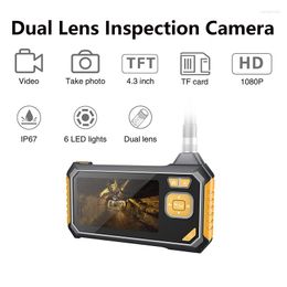 Dual Lens LCD Endoscope 4.3 Inch 1080P HD Borescope IP67 Waterproof Inspection Camera With 8 LED Digital Video Snake