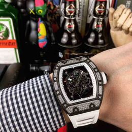 Uhren Armbanduhr Designer 2022 Carbon Fiber Diamond Inlaid Richa Milles Herren Automatische mechanische Uhr ausgehöhlt personalisierte Luminou B96D