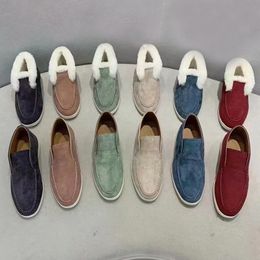 Autunno inverno classico donna Scarpe eleganti Lady pelle Lettera Pelle scamosciata uomo piatto Scarpa calda di lana Uomo Stivali di lana Trample Pigro casual Mocassini stivale Taglia grande 34-42-45 Con scatola