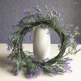 Decorative Flowers 17 Inch Artificial Purple Lavender Plant Wreaths Home Decor Wreath Wedding Supplies Knocker Pendant Window Decoration