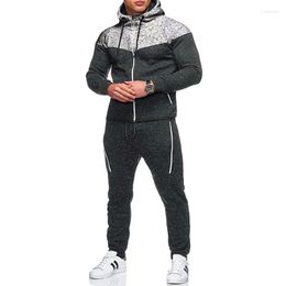 Men's Tracksuits Men's 2022 Spring And Autumn Two-piece Striped Sportswear Full-sleeved Top With Hood Outdoor Sports Pants Tracksuit