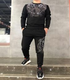 Men's Tracksuits Men's -selling Diamond Tiger High-quality Suit Pattern European And American Style Long-sleeved Trousers Fitness