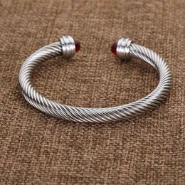 Charm Men Twist 7mm Full Designer Cuff Bracelet Bangle Bracelet Jewellery Women Wedding Cable Bracelets Cubic Zirconia Crystal Open 17F8