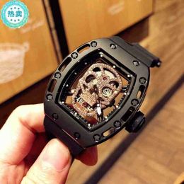 Luxury Mens Mechanical Watch Richa Milles Star Same Rm052 Automatic Personality Skull Hollow Out Large Dial Siwss Movement Wristwatch AB2K