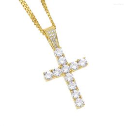 Pendant Necklaces Cross With Rhinestone Crystals Necklace Men Neck Chain Jewelry Gift Christian Chains Titanium Stainless Steel