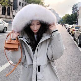 Women's Trench Coats Special Offer Not Refund Don't Change Tooling Hooded Heavy Hair Brought Down Jacket Female White Duck Loose