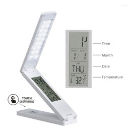 Table Lamps Folding Usb Study Lamp 350lm Led 5v Chargeable Desk Mouse With Temperature Calendar Book Light Night For College Dorm