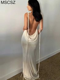 Party Dresses Sexy Spaghetti Strap Backless Summer Dress 2022 Elegant Cowl Neck Sleeveless Draped Party Dress White Orange Blue T220930