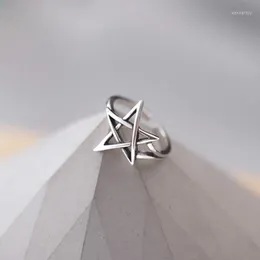 Cluster Rings Exaggerated Personality 925 Sterling Silver David Star For Women Wedding Jewelry Adjustable Antique Finger Ring Anillos