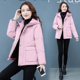 Women's Trench Coats 2022 Women'sjacket With Ahood Thicken Cotton Clothing Tops Winter Fashion Short Coat Padded Jackets Women Outerwear