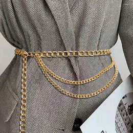 Belts Sexy Gold Metal Chain Belt Dress Corset For Women Luxury Designer Brand Club Party Waist Fashion Streetwear Waistband