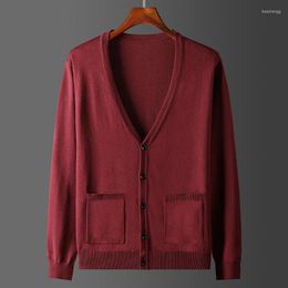 Men's Jackets Men's 2022 Autumn Winter Fashion Solid Knitted Sweater Male Korean Style Long-sleeved Casual Warm V-Neck Cardigan Coats