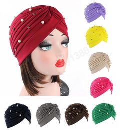 Women Muslim Pearl Beads Elastic Turban Cap Bonnet Scarf Islamic Inner Hijab Caps Arab Head wrap Hijab femme musulman turbante mujer