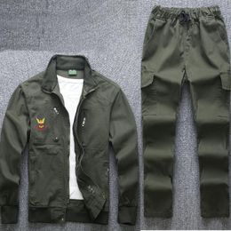 Men's Tracksuits Men's Outdoor Military Green Training Suit Twill Wear Resistant Labour Protection Multi Pocket Mechanical And