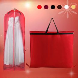 Clothing Storage Cross Border Wholesale Non-woven Wedding Dress Dust Cover Bag Folding Dual-purpose HandbagCovers Fur Coat