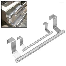 Hooks Bath Towel Rack Over Door Bar Hanging Holder Stainless Steel Bathroom Kitchen Cabinet Rag Shelf Hanger Gadgets