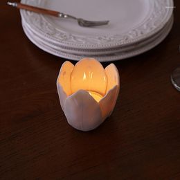 Candle Holders Magnolia Flower Handmade Three-Dimensional Home Decoration Accessorie Blossom Model Ceramic Candlestick Table Romantic