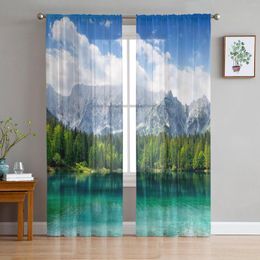 Curtain Lake Forest Landscape Mountains Scenery Tulle Curtains For Living Room Drapes Window Sheer Modern Bedroom Decor