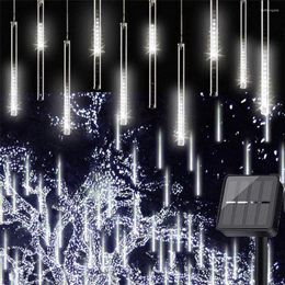 Strings Solar LED Meteor Shower Rain Light Outdoor Garden String 30/50CM 8 Tubes Snow Falling Raindrop Icicle Cascading Lamp