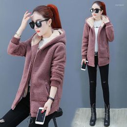 Women's Fur 2022 Winter Imitation Cashmere Sweater Coat Medium Long Thickened Loose Korean Cardigan Large