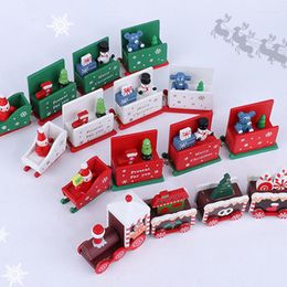 Christmas Decorations Wooden Train Ornament Navidad Decor For Home Santa Claus Gift Toy Craft Table Xmas 2022 Year