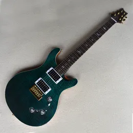 Factory Custom Dark Green Electric Guitar with Gold Hardware Rosewood Fretboard Flame Maple Veneer Can be Customised