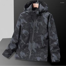 Men's Jackets Men's Waterproof Windproof Jacket Spring Autumn Casual Breathable Hooded Coat Tourism Mountain Windbreaker Raincoat 7XL