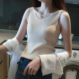 Women's Tanks 8 Colours Summer Knitted Sleeveless Tank Top Women Sexy Solid Slim White Vest Fashion Flexible Camisole Female