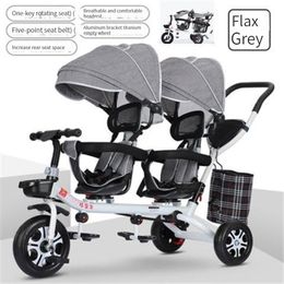 Home & Garden Folding twin children's tricycle 1-7 years old double riding bicycle twin baby stroller Child walking artifact
