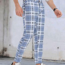 Men's Pants Men's Casual Business Social Plaid Straight For Office Worker Interview Wedding Daily Street Style Trouser