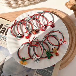 Cartoon Christmas Hairbands Snowman Santa Claus Little Girls Hair Rope Kids Gift Hair Gum Scrunchies Wholesale