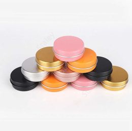 Metal Aluminium Bottle Tins Lip Balm Containers 20g Empty Jars Screw Top Tin Cans Silver White Gold Black Pink storage boxes 1500pcs DAT490