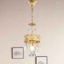 Chandeliers Vintage Real Copper Chandelier Crystal Led Light Fixtures Nordic Hanging Lamp Modern Living Room Bedroom Indoor Home Decor Lustr