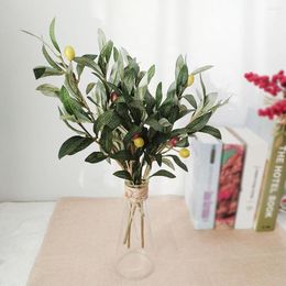 Decorative Flowers 3pcs/set Artificial Olive Tree Branches With Fruit Leaves For Home Party Wedding DIY Decoration Plants Wreath