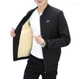 Men's Jackets Men's Autumn And Winter Men's Plush Thickened Stand Collar Baseball Jacket Slim Fit Casual Short Cotton High Quality