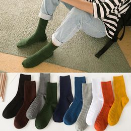 Men's Socks Casual Solid Cotton Knitted Man Woman Japanese Long For Women Harajuku Vintage Streetwear Crew