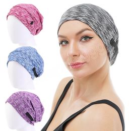 Women's Satin Lining Chemo Cap Adjustable Stripe Solid Hair Loss Head Scarf Wrap Cancer Bonnet Night cap Pullover Hat