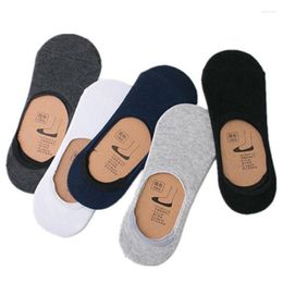 Men's Socks 5Pairs Men's Low Cut Invisible Loafer Boat Sock Non-slip Breathable Cotton Calcetines Male Solid Alien Ankle Casual