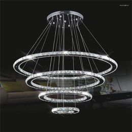 Pendant Lamps Modern K9 Crystal Led Chandelier Lighting 4 Rings Lustre Home Chandeliers Fixtures For Living Room