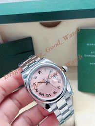 31MM Rome Pink Dial Smooth Bezel Watch of Women 31mm Lady Date Stainless Steel strap Automatic Movement Dress Super Luminous Wristwatches With Original Box