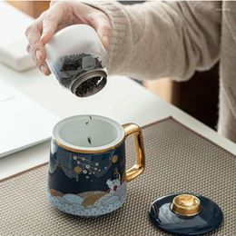 Mugs Coffee Mug Ceramic Tea Cup Separation Large-capacity Philtre With Cover Guofeng Home Couple Personal Office ZM917