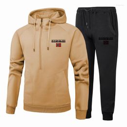 Men's Tracksuits Men's 2022 Winter Autumn Hoodie Hoodies Sportswear Full-sleeved Top With Hood Outdoor Sports Pants Track Suit