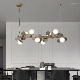 Chandeliers Modern Nordic Design LED Chandelier For Dining Room Kitchen Table Bar Living Bedroom Ceiling Lamp Grey Glass Ball G9 Light