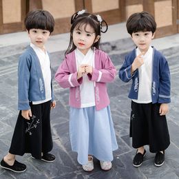 Stage Wear Boys Ancient Chinese Costume Child Hanfu Uniform Suit Han Tang 3pcs Gilrs Festival Outfit SL1061